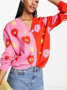 Never Fully Dressed Lucy Hearts Contrast Cardigan